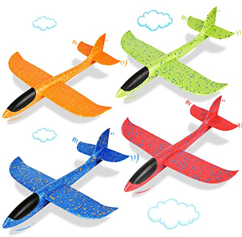 Segelflygplan Polystyren Barn - 4 Pack Stora Leksaksflygplan Skum Gliders Frigolitflygplan Kastglidare Polystyren Flygplan för Pojke Barn Familj - BY VCOSTORE （Kamouflage）