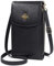 HNOOM Borsa a Tracolla per Cellulare Vera Pelle Borsa Piccola Tracolla Donna Portafoglio a Tracolla Crossbody Bag Portamonete con fessure per carte a tracolla (Nero)