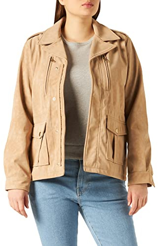 Desigual Coat Giacca in Ecopelle, Marrone, L Donna