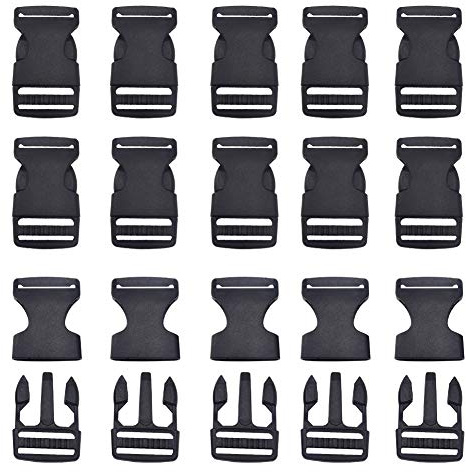 CEEYSEE 20 Stück Klickverschluss aus Kunststoff 25mm Schwarz Schnalle- Double Side Release Schnallen für Rucksack, Gurtband,Armbänder oder Hunde-Halsbände etc(DBK)