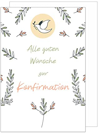 Edition Seidel Premium Glückwunschkarte zur Konfirmation mit Umschlag. Konfirmationskarte Karte Grusskarte Taube Zweige Junge Mädchen (KF296 SW022)