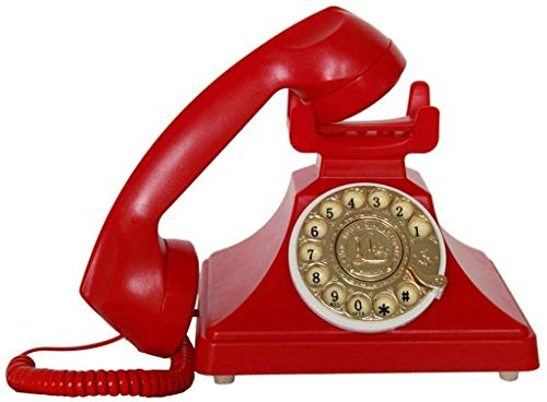 QHYXT Teléfono Teléfono de casa Antiguo Teléfono de marcación giratoria Moda Creativa Oficina Tarjeta de casa Cableado Inalámbrico Vintage Retro Teléfono Fijo (Rojo)