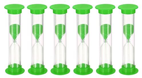 PATIKIL 1 Minute Sable Minuteur, 6Pcs Petit Sablonneux Horloge avec Plastique Couverture, Compte à Rebours Sable Verre pour Jeux, Cuisine, Fête Favorise Bricolage Décoration, Vert
