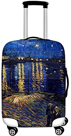 Cecey-jdz Reise-Koffer-Gepäckschutz - Retro-Ölgemälde-Druck, Elastischer Trolley-Koffer, Gepäckzubehör, Dehnbar, Kratzfest, Kofferschutzhüllen, 18-32 Zoll,S (18,21 Zoll)