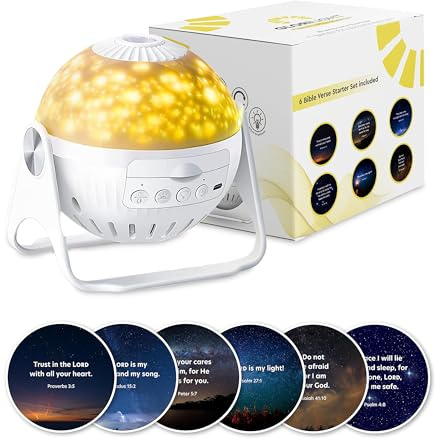 GLORILIGHT HD Projector Night-Light Starter Set, Project Bible Verses on Walls or Ceilings, Includes 6 Interchangeable Discs, Help Children Live by The Truth of God’s Word, Bible Education for Kids