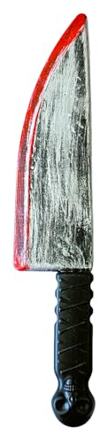 BloomFashion® Halloween Bloody Knife - Fake Plastic Knives with Blood Splatter Realistic Look Bloodied Machete Costume Prop Fancy Dress Accessory. Bloody Splatter Knife Size 38cm, 8cm
