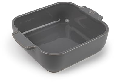 PEUGEOT - Quadratische Auflaufform aus Keramik - 21 cm (inkl. Griffe) x 17,5 cm x 6 cm - Fassungsvermögen: 1,1 L - 10 Jahre Garantie - französisches Know-how - Hellgrauefarben