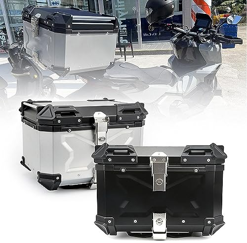 FUYAO 45L 55L 65L 80L 100L Motorradkoffer Alu Motorrad Topcase Motorradkoffer Wasserdicht Motorrad Heckbox Gepäck, Rollerkoffer Helmkoffer Topcase Mit Sicherheitsschloss