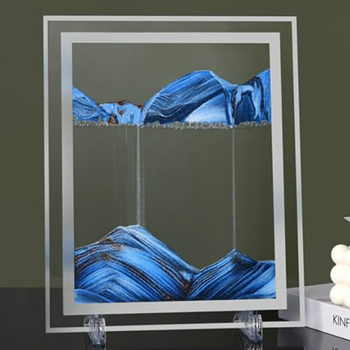 Imagen artística de arena en movimiento, reloj de arena 3D, paisaje de arena de mar profundo, arte de escritorio 3D para decoración del hogar y la oficina (8.7 x 6.7 pulgadas)