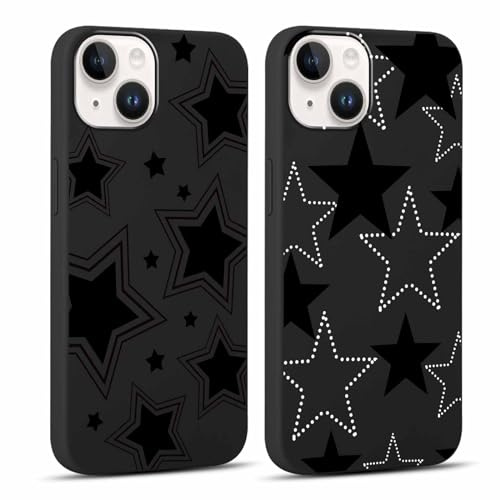 Yoedge Mobilskal för iPhone 14/13 på 6,1 tum, 2 stycken, för kvinnor och flickor, snyggt, estetiskt, kawaii, tunt, mjukt, flexibelt, stötsäkert skyddsskal av silikon/TPU