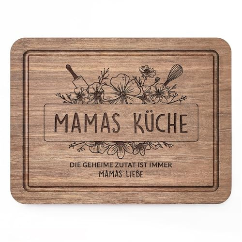 Praktisches Mama Geschenk – Schneidebrett für Mama Geschenk Geburtstag | Geburtstagsgeschenk für Mama zum Muttertag, Geburtstag oder Weihnachten, Hochwertiges Brett mit Saftrille