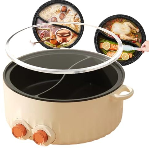 Marmites électriques avec double face, marmites électriques Shabu antiadhésives, multicuiseurs électriques 5L/6L, mijoteuses et marmites, poêles électriques pour usage commercial et domestique, 5L