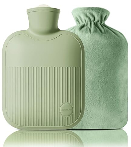 Botella de agua caliente con funda de felpa, bolsa de agua caliente de PVC de 2 L, 1 L, 0,5 L, para cuello, dolor de hombros y calentador de manos, calambres menstruales, compresa caliente y terapia
