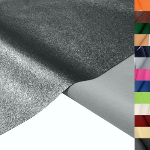 TOLKO 1m Kunstleder Meterware | weiches Premium Lederimitat für Stuhl Bank Sessel Sofa Sitzbezug Bezugstoff in Rindsleder Optik 140cm breit Polsterstoff Polsterbezug Möbelstoff (Anthrazit Metallic)