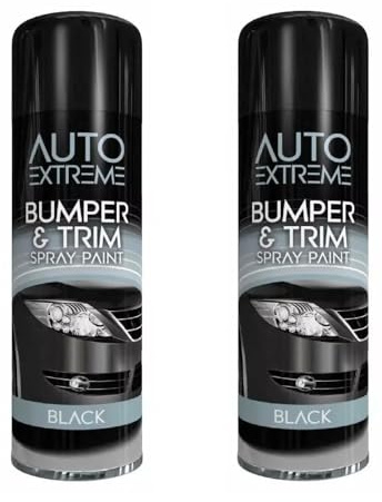 GSV Essentials Bumper And Trim Black Spray Paint, Fast-Drying Formula, UV-Resistant Properties, Perfect For Car Bumpers, Trims, Moldings, Scratches, Fading, 300ml, (2 Pcs)