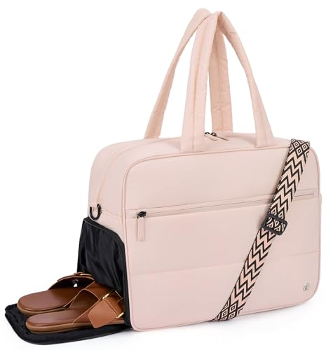 CLUCI Weekender Travel Bag for Women Puffer Tote Bag Carry On Duffle Overnight Bags with Shoe Compartment