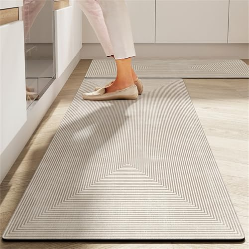 Highdi Quick Drying Kitchen Rug, Water Absorbent Kitchen Mat Door Mat, Non Slip Kitchen Mats Scrubbable Kitchen Rugs, for Entryway,Laundry Room,Bathroom,Hallways (40x120cm,Geometric)
