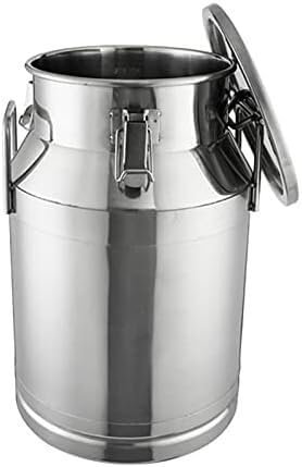 Edelstahl-Milcheimer-Gärbehälter, Milchkanne aus Edelstahl 304, 15–60 l, Milcheimer, Weineimer, Flüssigkeitsbehälter mit drei Verschlussschnallen for Lagerung und Transport Eingedickter(60L(38x68cm))