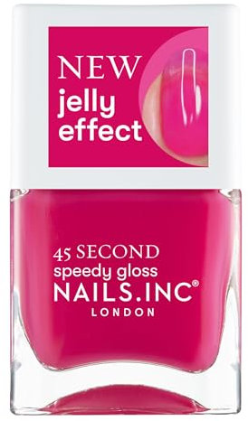 Nails Inc Ready To Jelly, Sheer Hot Pink, Fast Drying, Long Lasting, High Shine, Chip Resistant, Translucent Jelly Effect, Air Dry Manicure, Cruelty Free, Feelin' Berry Nail Polish, 14 ML