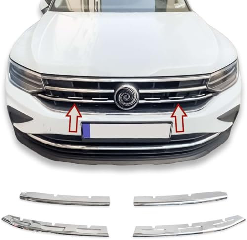RECAMBO Telaio in acciaio inox per griglia anteriore, listello cromato lucido per finitura ottica, integrazione su misura, adatto per VW Tiguan II + Allspace Facelift | anno di costruzione dal 2020