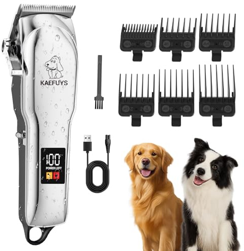 KAEFUYS Hundeschermaschine Tierhaarschneidemaschine Profi Trimmer Haarschneidemaschine für Hunde mit dickem Fell leise leistungsstark kabellos wiederaufladbar
