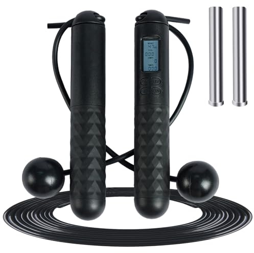 Nexhyp Cordless Skipping Rope with Counter - Weighted Smart Jump Rope for Adults, HD LCD Display, Adjustable Ropeless Skipping Rope for Home/Gym Fitness