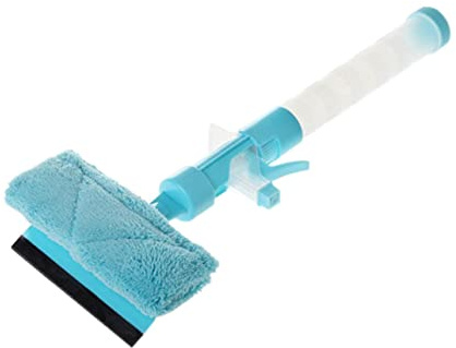 VERDANVERSE Multi Function Window Cleaner with Water Spray Streak Glass Wiper for Bathroom Shower and Car Durable Window Wiper Tool Blue