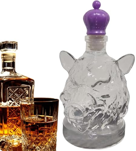 YNPQTDS Botellas de vino, jabalí vidrio arte estatua whisky jarra, decoración del hogar coleccionable para bourbon brandy vodka bebidas cena hombres familia restaurante sala de estar camarero