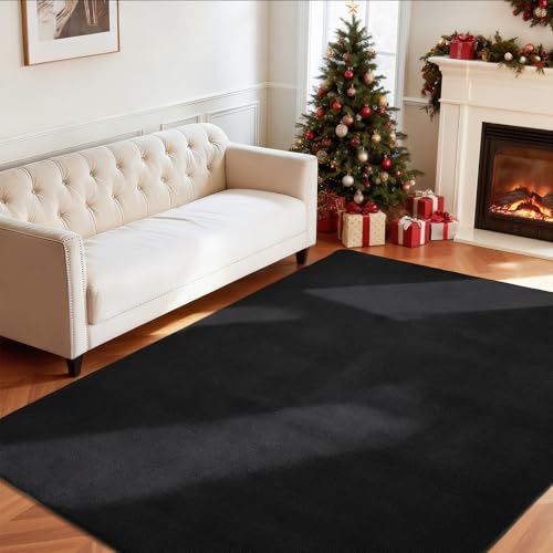 Alfombra de salón, de pelo corto, decoración para salón, mullida, suave, lavable y antideslizante, moderna alfombra monocromática para dormitorio, habitación de los niños, alfombra de cama, 160 x 220