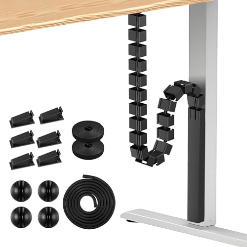 Mimoke Organizador modular de cables para gestión de cables, canal magnético, para debajo del escritorio, diseño rectangular para separación y protección de cables (negro)