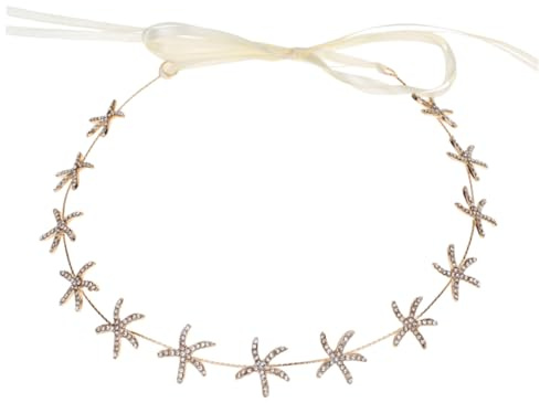 MUSISALY Diadema Dorada con Motivo Marino y Cristales Brillantes para Mujer, Ligera y Fácil de Fijar, Adecuada para Bodas y Fiestas