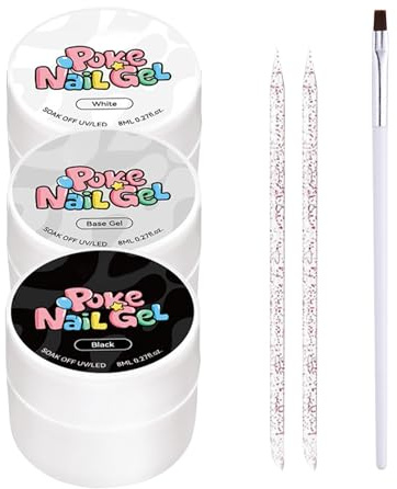 Esmalte de Gel Gel De Pintura Para Uñas En Negro Y | Esmalte De Uñas En Gel Para Mujeres, Principiantes, Salón, Estudio, Manicura, Aseo Y