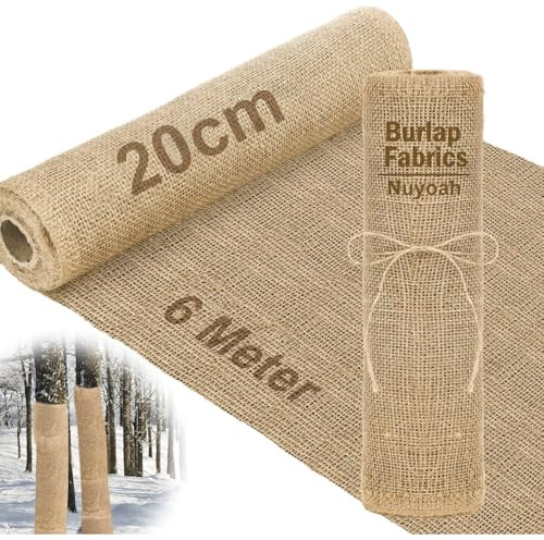 Nuyoah Jute Pflanzenschutz Winter 20cmx6m Baum Winterschutz Pflanzen Winterschutz Wickelstreife Natürliche Juteband Frostschutz Pflanzen Draußen Schützt Baumstämme vor Frost und Schädlingen