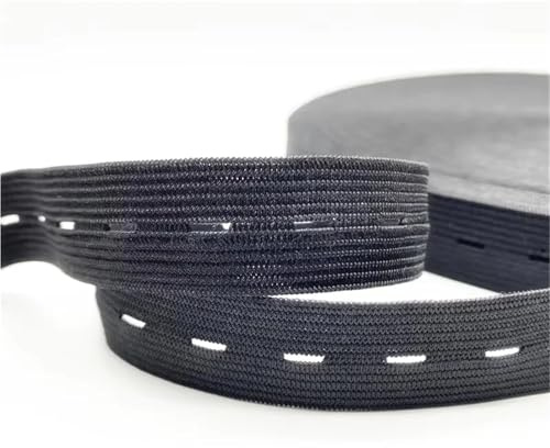 Cinturón elástico con ojales de 5 m, trenzado, accesorios costura DIY para Pantalones Ropa(Black20mm 5meters)