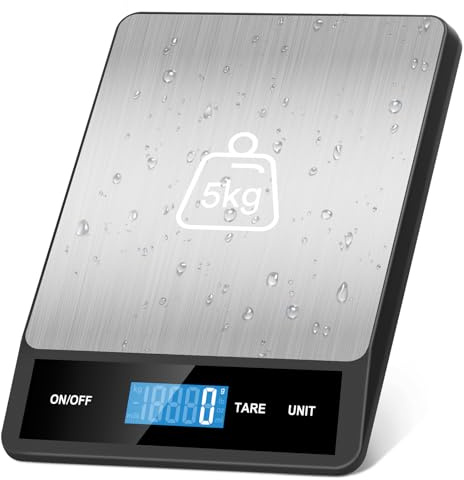 Zivacate 15kg Digitale Küchenwaage, 1g Präzision, Küchenwaage mit LCD Display, Große Edelstahl Wiegefläche, 6 Einheiten mit Zuwiegefunktion, Für Küche, Kochen, Backen, Zuhause und Büro