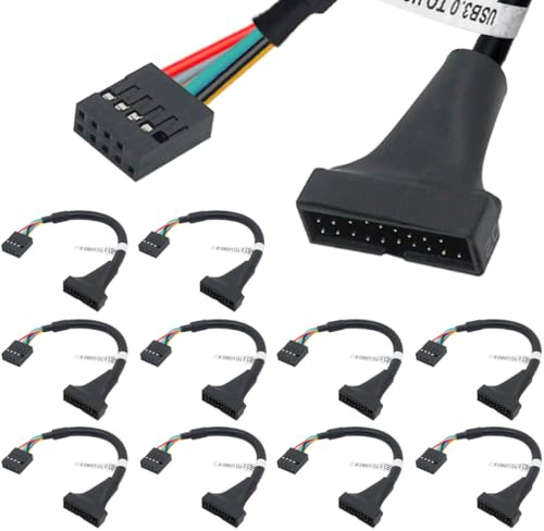 HAAMNING7 Paquete de 10 encabezado USB 3.0 a USB 2.0, 19 Pines USB3.0 Macho a 9 Pines USB2.0 Hembra Adaptador de Placa Base convertidor de Cable para Placa Base USB 2.0 Puerto de 9 Pines 15 cm