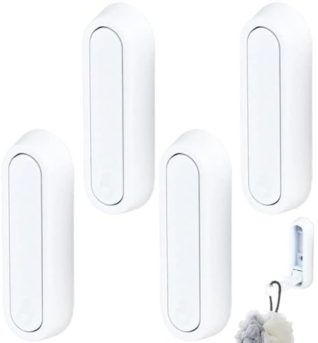 Nuiorfty Klapphaken 4 Stück robust selbstklebend Wandhaken Zinklegierung Mantel rostbeständig weiß Zuhause Schlafzimmer