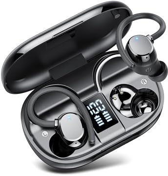 Bluetooth Kopfhörer, Kopfhörer Kabellos Bluetooth 5.4, 128 Std Spielzeit Kabellose Kopfhörer mit 4 ENC Noise Cancelling Mics, Tiefer Bass, IP7 wasserdichte Ohrhörer mit Ohrhaken für Studium und Sport