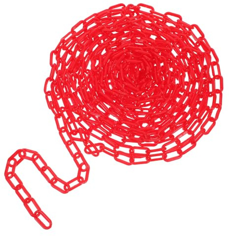 SHINEOFI Cadena de Barrera de Seguridad de 10m Eslabones de Plástico Abs Color Rojo para Control de Multitudes y Señalización de No Estacionar