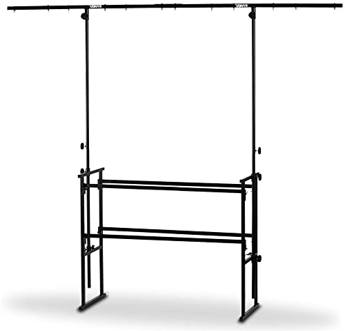 VONYX 4ft DJ Deck Stand Heavy-Duty Mobile Disco Booth with Adjustable Metal Overhead Lighting T-Bar Kit for DJs, Events & Parties - Solid Steel Construction