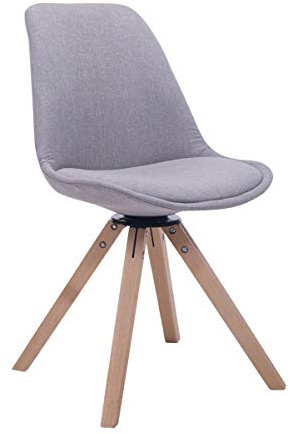 CLP Retrostuhl Troyes Square Mit Stoffbezug Und Hochwertiger Polsterung I Drehbarer Stuhl Mit Schalensitz Und Massiven Holzbeinen - Farbe grau Gestell Farbe Natur