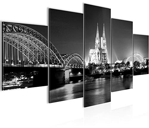 Runa Art - Bilder Köln 200 x 100 cm 5 Teilig XXL Wanddekoration Design Schwarz Weiss 602651c