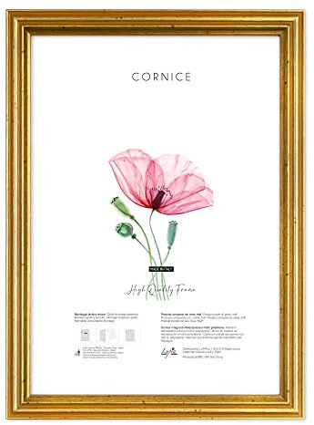 Lupia - Cornice Portafoto da Parete, Oro Anticato Blitz, Made in Italy, Appendibile Orizzontale/Verticale, Dorata, per Foto, Stampe Artistiche, Poster, Quadri Moderni 18x24 cm