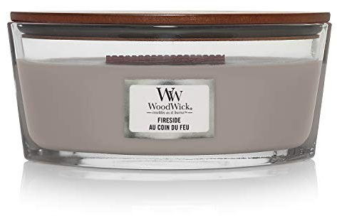 WoodWick ellipsenförmige Duftkerze mit knisterndem Docht | Fireside | Brenndauer bis zu 50 Stunden