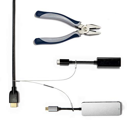 TetherTies Multi-Adapter-Kit | Kabelbinder für mehrere Adapter und Dongles | Stoppen Sie den Diebstahl von Konferenz-Display-Adaptern, Mac-Adaptern, VGA-Adaptern | kostenlose Crimpzange | Silber, 5
