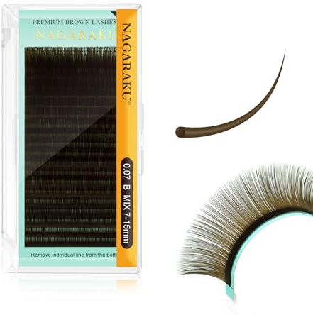 NAGARAKU Fransförlängning Ljusbrun Individuella Eyelash Extensions 20 Rader Hög Kapacitet Klassisk 1:1 Falsk Naturliga Ryska Volym Enda Ögonfrans Ögonmakeup Ögonfransförlängningar(0.07mm B 7-15mm Mix)