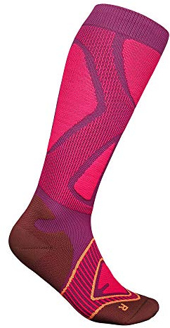 BAUERFEIND Women's Ski Performance Skisocken für Skifahren und Snowboarden, Funktionssocken mit Shin-& Calf Protection Technologie, Pink, M / 38-40