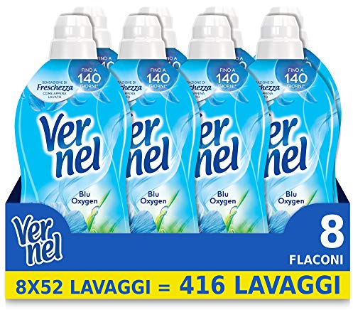 Vernel Blu Oxygen Ammorbidente Lavatrice Concentrato Profumato, Intensa Freschezza e Morbidezza, 8 x 52 Lavaggi