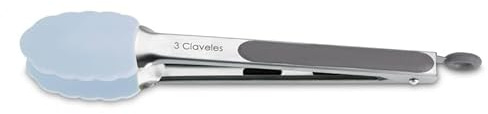 3 Claveles - Pinzas de Cocina Silicona 30 cm, para Servir, menaje de hogar, Color Azul, Mango poliestireno BPA Free