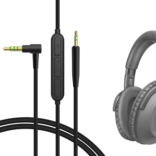 GEEKRIA Audiokabel mit Mikrofon kompatibel mit Sennheiser Momentum 4, PXC 550, PXC 550 II, ACCENTUM Plus Kopfhörern, 2,5 mm auf 3,5 mm Ersatz-Stereokabel mit Inline-Mikrofon (1,2 m)